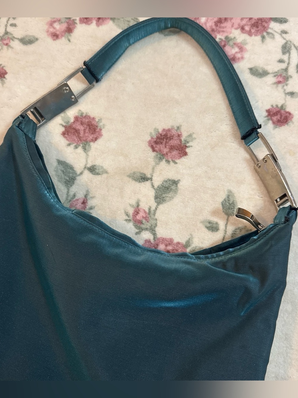Gianni Chiarini Metallic Teal Hobo Shoulder Bag
